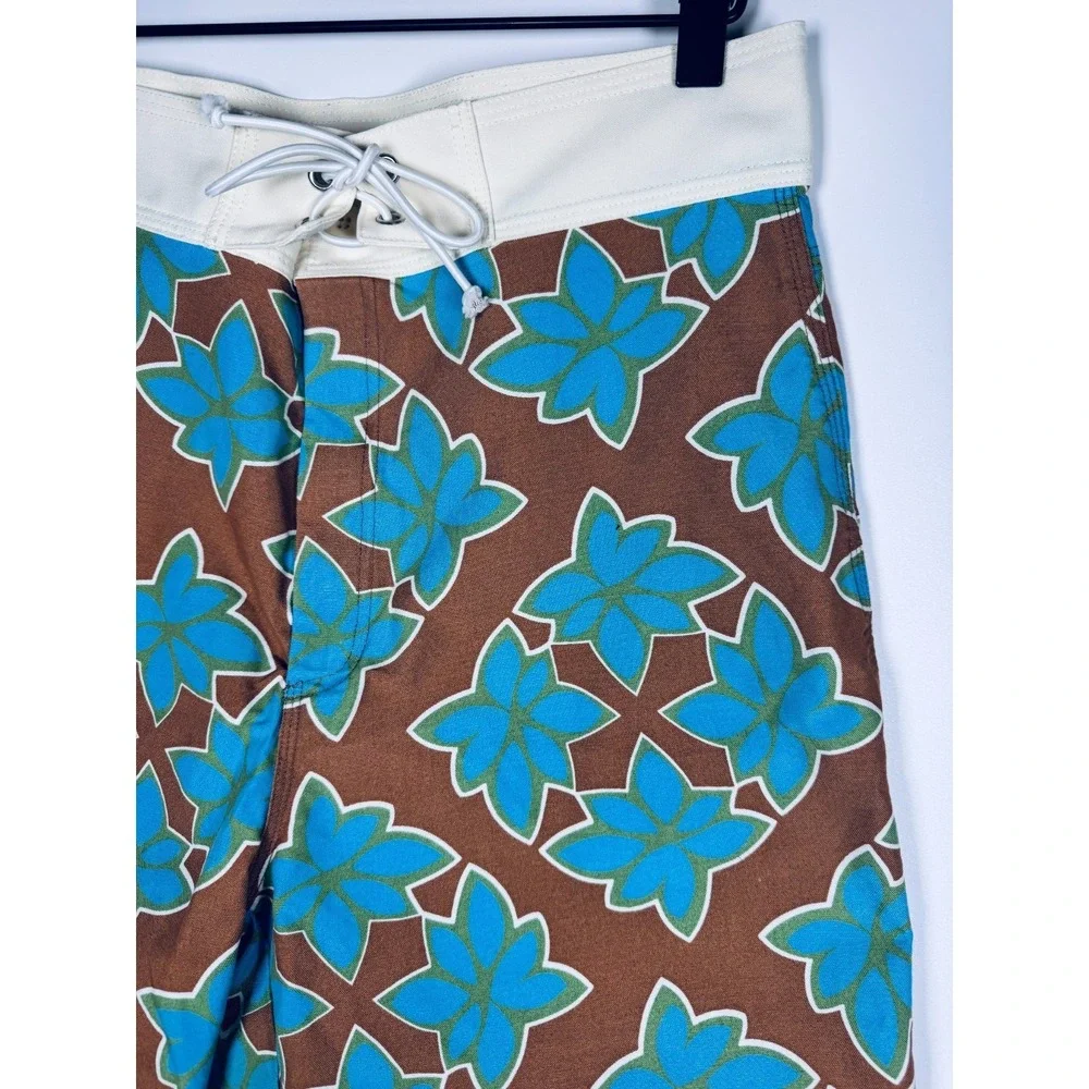 Vintage Duffer Sportswear Swim Board Shorts Mens Large Brown Blue  Surf Retro